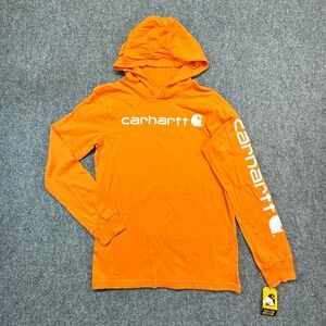 Carhartt Hooded Signature Tee Boys L 14/16 Orange NEW Long Sleeve TK6276-B‎